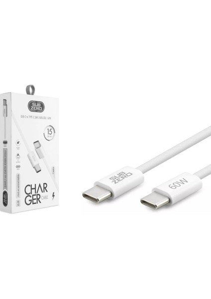 IDG-STORE Subzero CL35 60W 1 Metre Örgülü Type-C To Type-C Pd Hızlı Şarj Kablosu – iPhone 15 Uyumlu