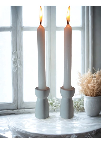 Pinterest Model Beyaz Şamdan ve Beyaz Şamdan Mum 2'li Set