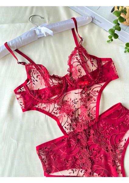 Bordo Dantel Bodysuit