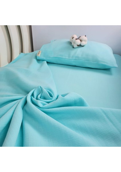 Bebek Nevresim Takımı - Oeko Tex Sertifikalı Müslin Kumaş - Çok Amaçlı Keseli Organik Pamuk - Lastikli/lastiksiz Mint - Pudra - Beyaz