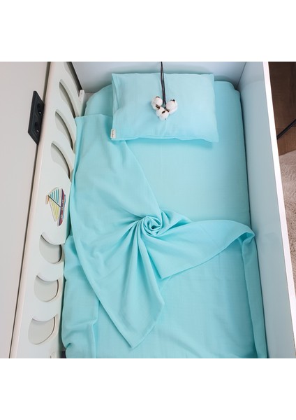 Bebek Nevresim Takımı - Oeko Tex Sertifikalı Müslin Kumaş - Çok Amaçlı Keseli Organik Pamuk - Lastikli/lastiksiz Mint - Pudra - Beyaz indirimleri