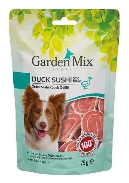 Garden Mix Ördekli Sushi Düşük Yağlı Şekersiz Köpek Ödül Maması 75 gr
