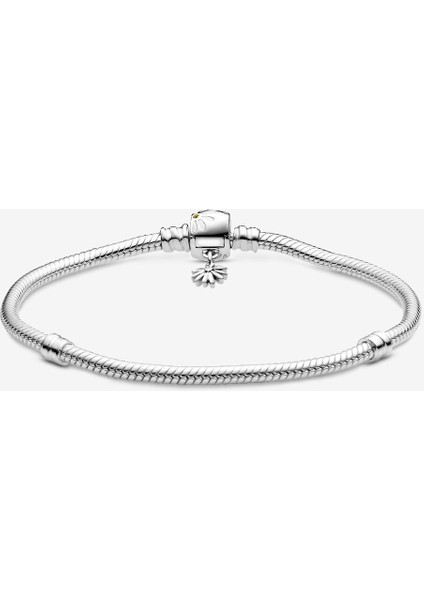 Pandora Moments Papatya Çiçek Tokalı Yılan Zincir Bileklik 925 Ayar Gümüş modelleri