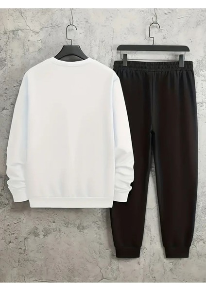 Eşofman Takımı Panter Baskılı Unisex Kışlık Kalın Pamuklu Sweatshirt ve Eşofman Altı 2' Li Set fırsatları