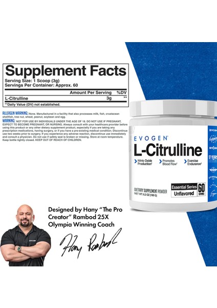 L-Citrulline(Sitrulin) Nitric Oxide Powder - 60 Servis