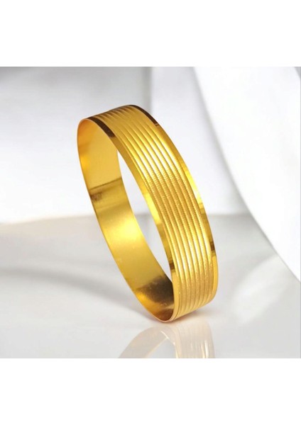 Kadın 22 Ayar Altın Kaplama Trabzon Desenli Bilezik