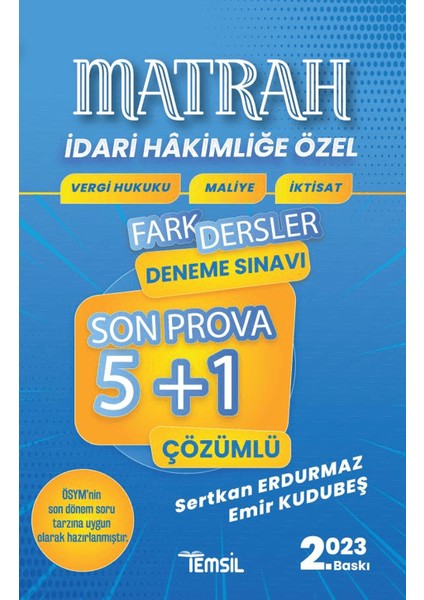 Matrah Vergi Hukuku - Maliye - Iktisat 5+1 Fark Dersler Çözümlü Deneme Sınavı