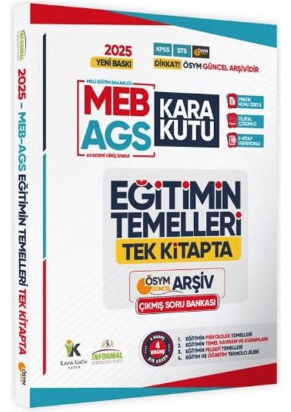 2025 Meb-Ags Eğitimin Temellerinin Kara Kutusu Tek Kitap Ösym Çıkmış Soru Bankası Dijital Çözümlü
