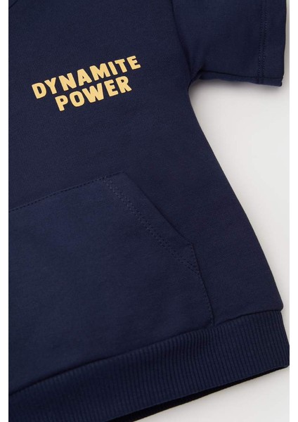 Yeni Sezon Erkek Bebek 2'li Takım Baskılı Kapüşonlu Kısa Kollu Sweatshirt Eşofman Altı modelleri
