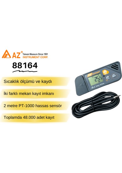 88164 Kablolu Sıcaklık Kayıt Cihazı | Soğuk Ölçümleri Için -100°C modelleri
