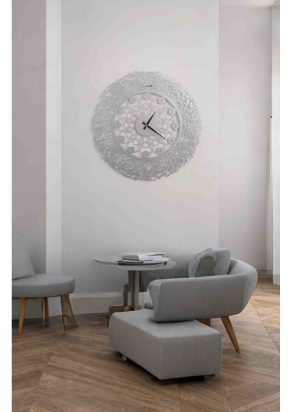 Ayetel Kürsi Metal Duvar Tablosu Gri 70X90 cm