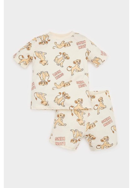 Yeni Sezon Erkek Bebek Disney Lion King Pijama Takımı Kısa Kollu Penye Üst Beli Lastikli Şort