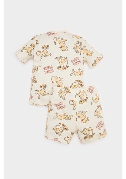 Yeni Sezon Erkek Bebek Disney Lion King Pijama Takımı Kısa Kollu Penye Üst Beli Lastikli Şort fırsatları