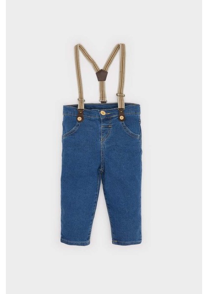 Yeni Sezon Erkek Bebek Askılı Düz Paça Jean Pantolon