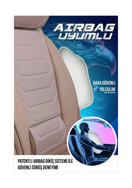 Renault Latitude Uyumlu Lüx Deri Oto Koltuk Kılıfı Ön Arka Takım Sports Model Bej fırsatları