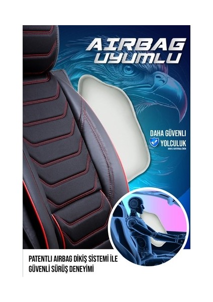 Nissan Skystar Uyumlu Lüx Deri Oto Koltuk Kılıfı Ön Arka Takım Sports Model Siyah Kırmızı fırsatları