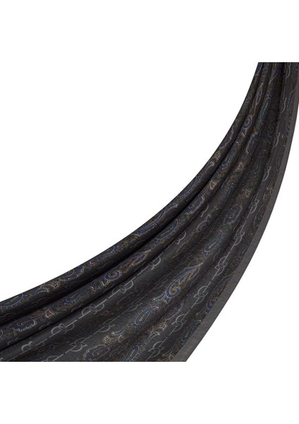 Ipekevi Monogram Desenli Tensel Şal 02891-FÜME Gri