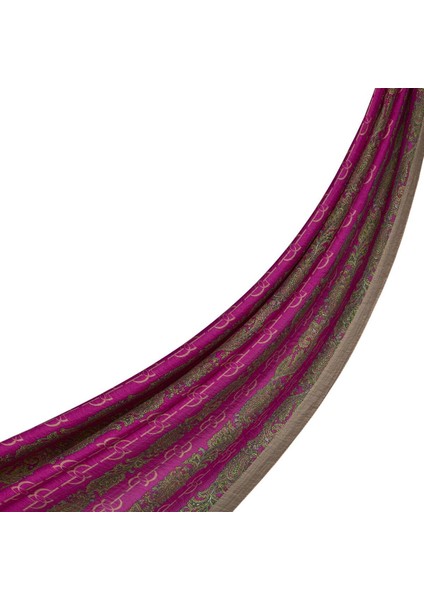 Ipekevi Monogram Desenli Tensel Şal 02891-FUŞYA