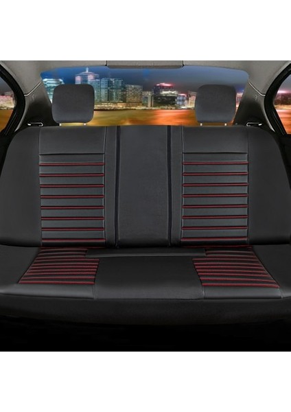 Renault Latitude Uyumlu Lüx Deri Oto Koltuk Kılıfı Ön Arka Takım Giydirme Model Siyah Kırmızı Mk fırsatları