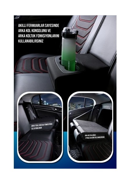 Kia Cerato Eski Uyumlu Lüx Deri Oto Koltuk Kılıfı Ön Arka Takım Sports Model Siyah Kırmızı indirimleri