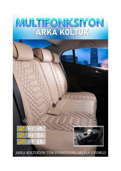 Renault Latitude Uyumlu Lüks Deri Oto Koltuk Kılıfı Ön Arka Set Bej Marjinal Model Mk modelleri