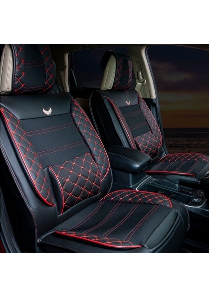 Renault Latitude Uyumlu Lüx Deri Oto Koltuk Kılıfı Ön Arka Set Planet Serisi Siyah Kırmızı modelleri