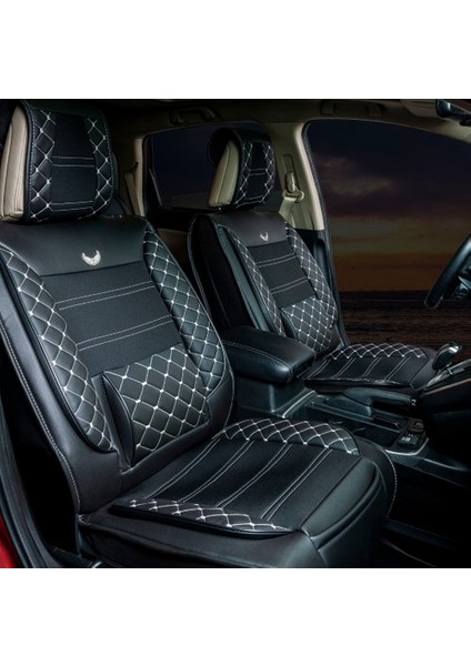 Mazda Cx5 Uyumlu Lüx Deri Oto Koltuk Kılıfı Ön Arka Set Planet Serisi Siyah Beyaz modelleri