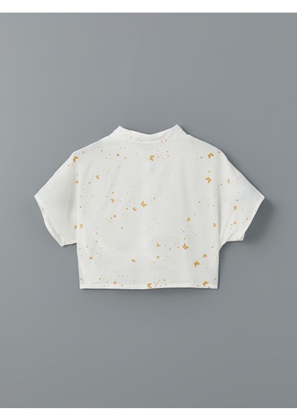 Yeni Sezon Cicekli Kiz Cocuk Crop Gomlek - S5JR10Z4