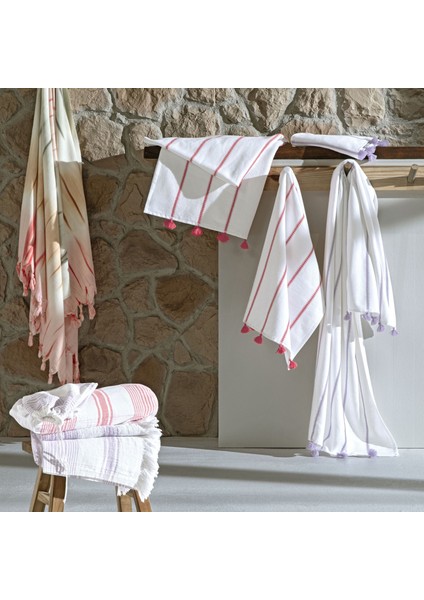 Taç Butik Pamuk Alaçatı Yüz Havlusu Lila