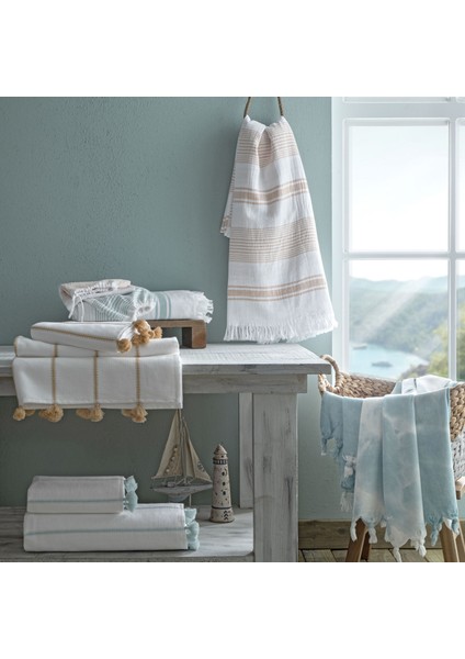 Taç Butik Pamuk Göcek Banyo Havlusu Taba