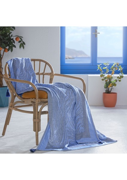 Taç Butik Bodrum Throw Mavi