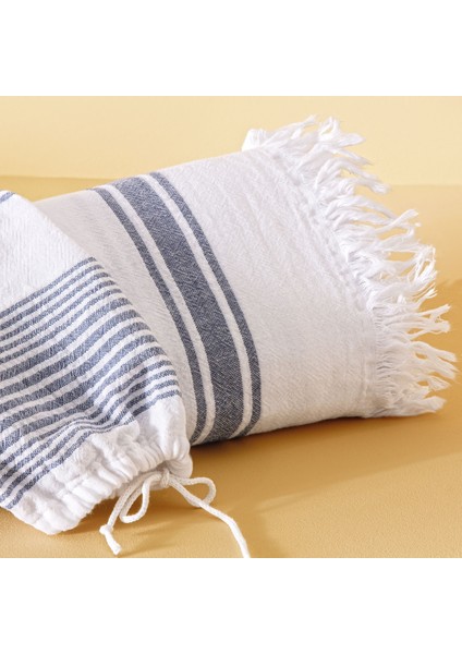 Taç Butik Pamuk Bodrum Keseli Peştamal Lacivert