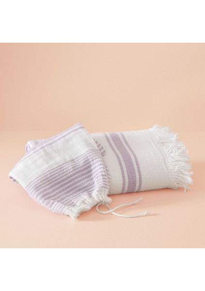 Taç Butik Pamuk Alaçatı Keseli Peştamal Lila