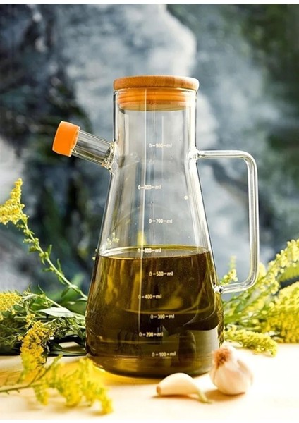 Ahşap Kapaklı Cam Yağdanlık 900 ml Fenomen Yağdanlık