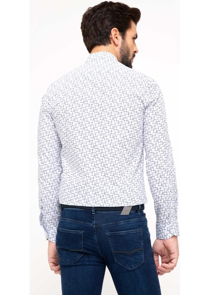 Erkek İndigo Slim Fit Uzun Kollu Gömlek 50202507-VR028