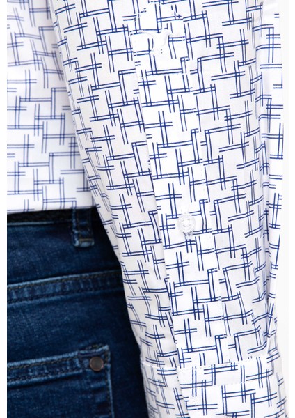 Erkek İndigo Slim Fit Uzun Kollu Gömlek 50202507-VR028