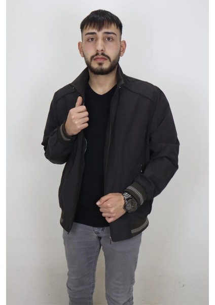Fistan Store Erkek Hakim Yaka Spor Kesim Rahat Kalıp Fermuar Kapamalı Yazlık Keten Mont