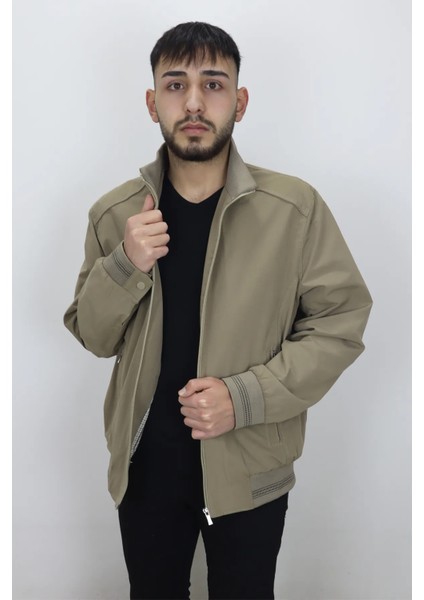 Fistan Store Erkek Hakim Yaka Spor Kesim Rahat Kalıp Fermuar Kapamalı Yazlık Keten Mont