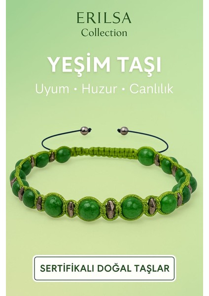 Sertifikalı Yeşim Doğal Taş Bileklik – Huzur, Uyum ve Canlılık Veren Özel Tasarım