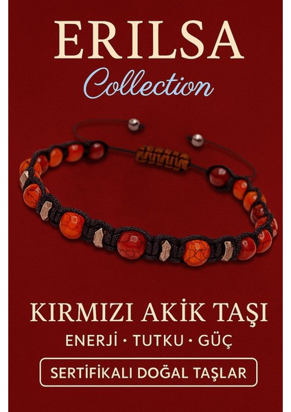 Sertifikalı Kırmızı Akik ve Terahertz Taşı Bileklik – Tutku, Güç ve Odaklanma Enerjisini Yükseltir