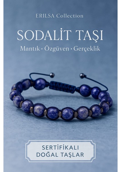 Sertifikalı Sodalit ve Terahertz Taşı Bileklik – Özgüven, Mantık ve Odaklı Şıklığın Güçlü Hali