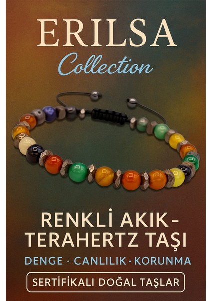 Sertifikalı Renkli Akik ve Terahertz Taşı Bileklik – Canlılık ve Dengeyi Şıklıkla Taşıyın
