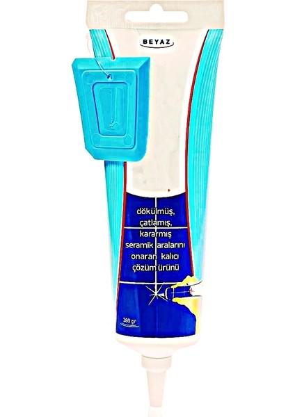 5 Adet Beyaz Derz Dolgusu - Lavabo Küvet Fayans Derzi Kalemi 380GR Spatula Hediyeli