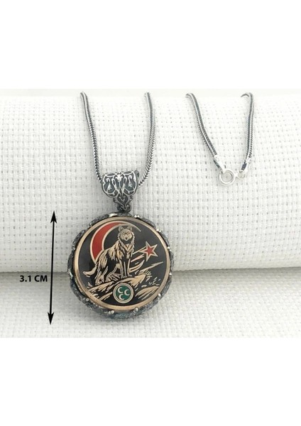 Bozkurt 925 Ayar Gümüş Erkek Kolye