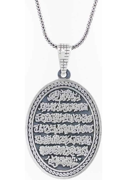Ayetel Kursi Oval 925 Ayar Gümüş Erkek Kolye