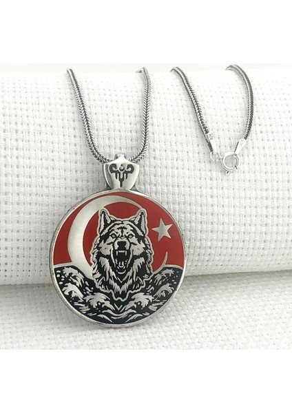 Bozkurt 925 Ayar Gümüş Erkek Kolye