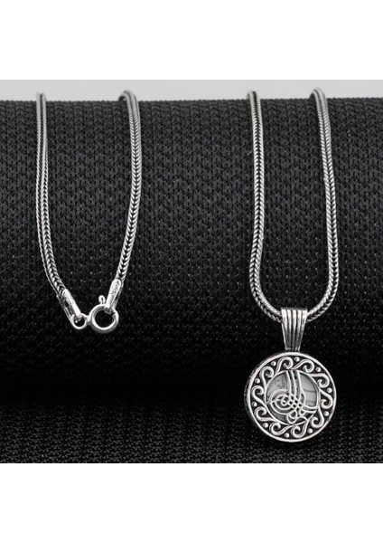 Osmanlı Tuğra 925 Ayar Gümüş Erkek Kolye