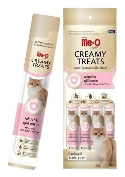 Me-O Gold Creamy Ton Balıklı ve Turna Yemişli Sıvı Kedi Ödül Maması 4 Adet 15 gr