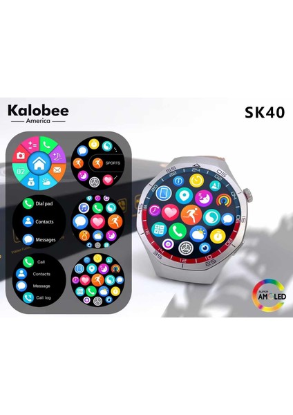 Kalobee SK40 49MM/AMOLED Ekran/3 Kordonlu / Ultra Kaliteli