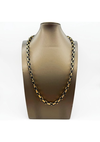 Çelik Takı Seti Bileklik Kolye Kral Zincir Model 0.5 mm 21-55 cm Bizans Bağlantı Altın Sarısı Siyah Black fiyatları